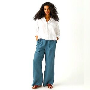 Michael Stars Jules Linen Pants in Pebble Blue NWT Size Medium